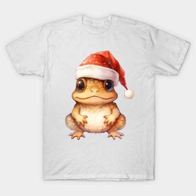 American Toad in Santa Hat T-Shirt by Chromatic Fusion Studio